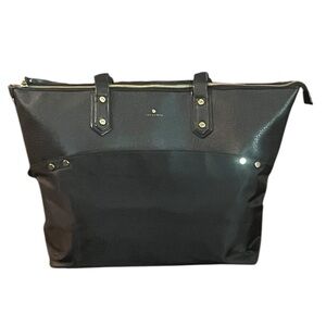 TRAVANTI Black Nylon Faux Leather Weekend Shoulder Tote Bag Purse Great Cond